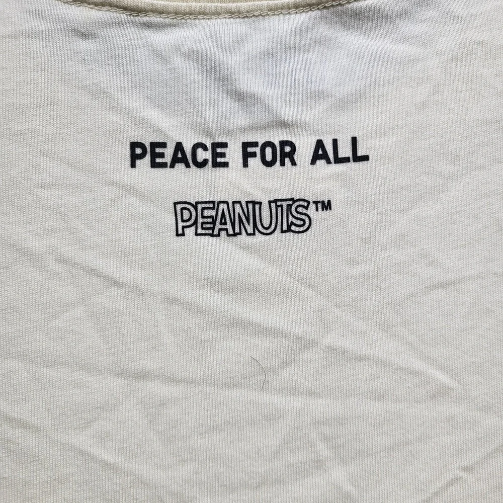 Uniqlo x Peanuts Men Shirt XL‎ Cream Graphic Print Peanuts Characters Love
